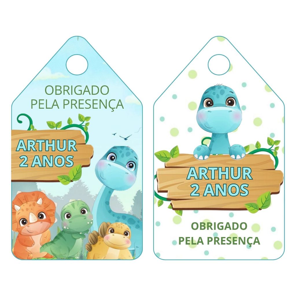 Kit Tags Personalizadas para Lembrancinhas Dinossauro Baby | Festa Infantil