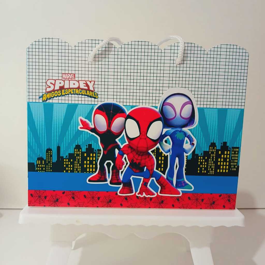 Sacolinha Personalizada Spidey e Seus amigos Espetaculares | Lembrancinha de Aniversário - PEGUE E MONTE -PRONTA ENTREGA