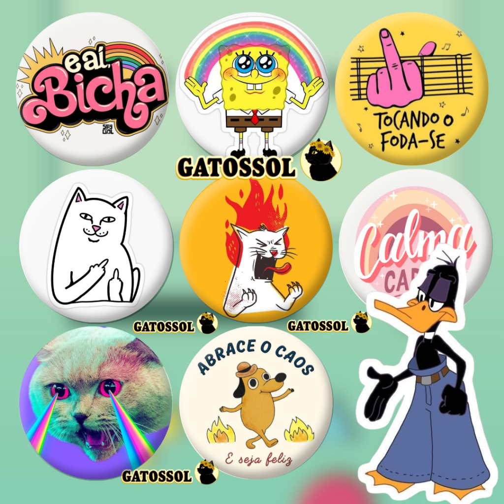 Bottons Divertido Aleatório - Meme 4,5 cm - Bottom/botton - Boton  - Broche alfinete - Boton - Button - Pin - Botum