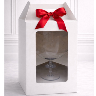 Caixa Para Taça Gourmet  americana 1250ml 16x16x21,5cm Branco liso com suporte sobremesa Confeitaria em Oferta na Shopee