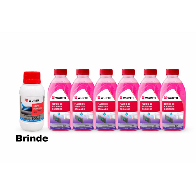 Kit 6x Fluido De Radiador Arrefecimento 1 litro Wurth + Limpa Para Brisa 100ml