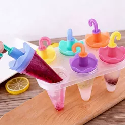 Kit Forma Sorvete Gelinho Picoleteira Faz 6 Picolé Guarda Chuva Com Suporte