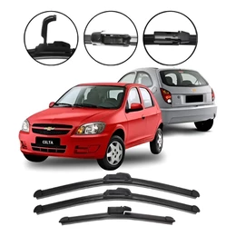 Kit 3 Palhetas Limpador de Parabrisa Paleta Chevrolet Celta Corsa Classic