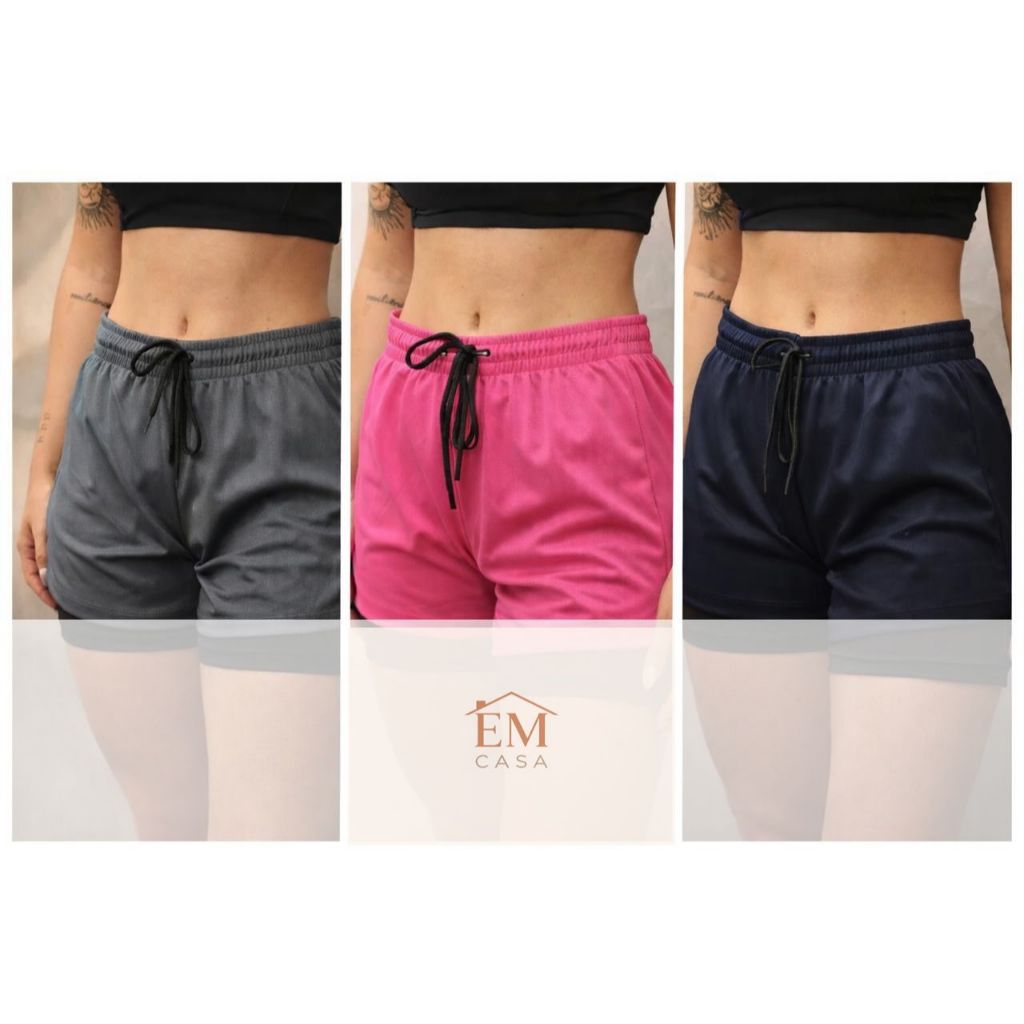 Kit 2 Shorts Feminino Compressão 2 em 1 Academia Treino Corrida Caminhada Fitness