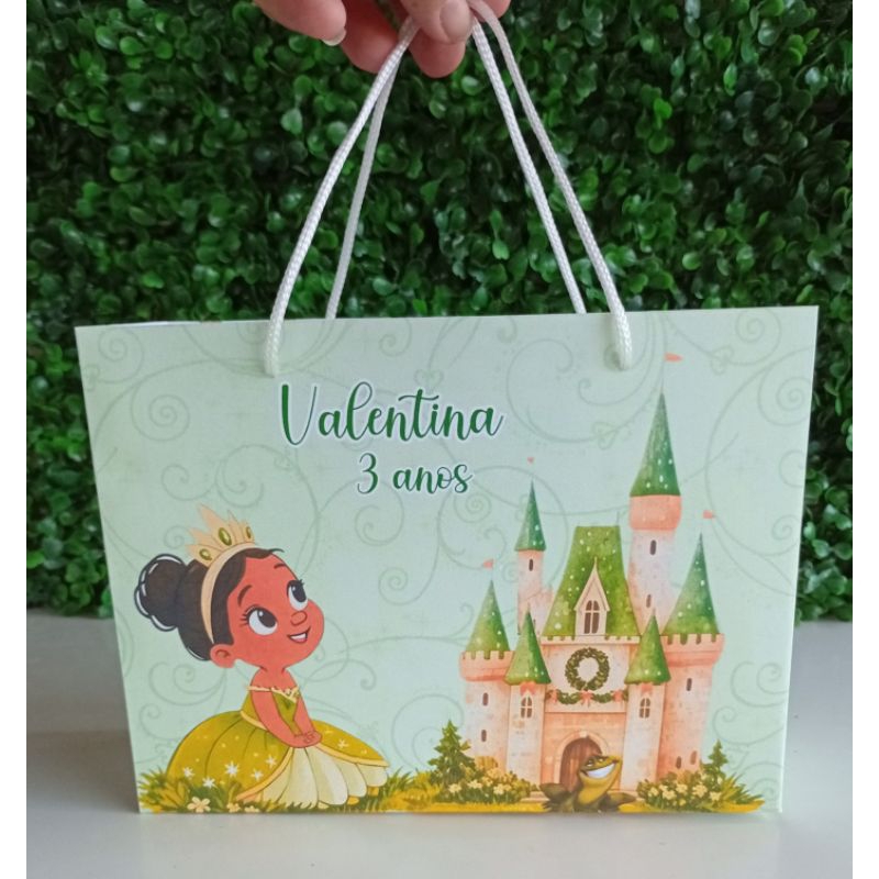 Sacolinha Tiana A princesa e o Sapo Personalizado | Sacolinha | Lembrancinha | Mimos | Aniversário | PEGUE E MONTE