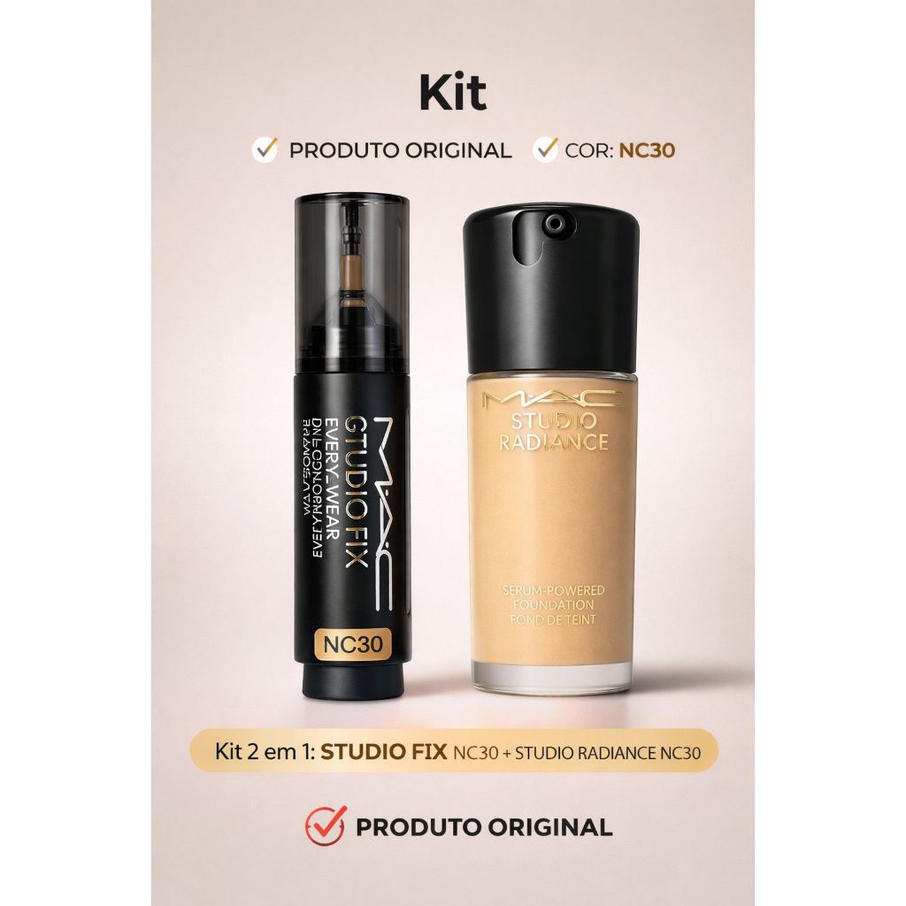 KIT MAC - Base liquida + base e corretivo caneta portatil produto original