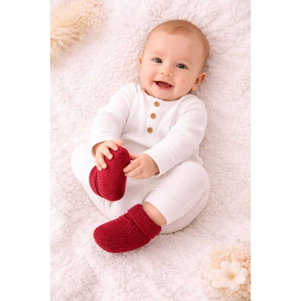 Sapatinho de Tricô para Bebê Recém Nascido Botinha Tricot para Bebês Menino Menina Saída Maternidade