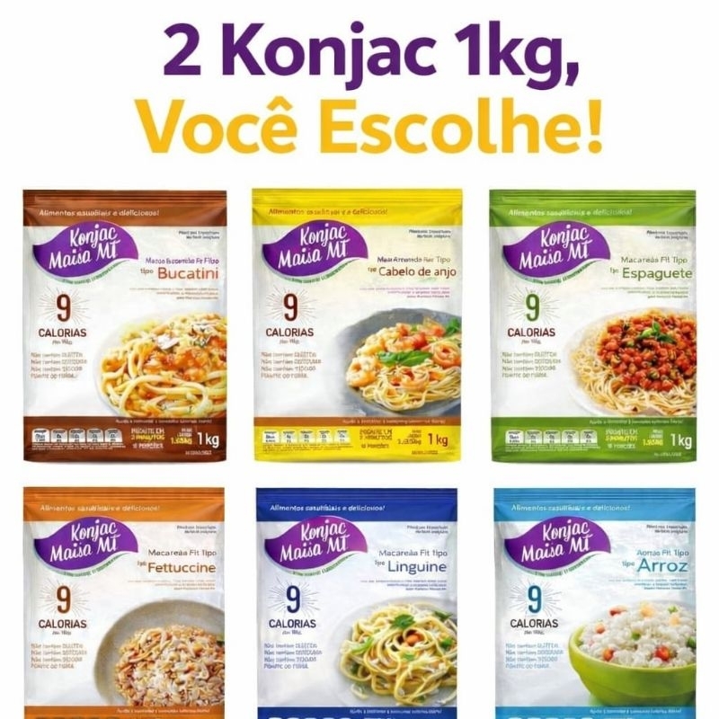 Kit 2 Konjac 1Kg Macarrão Zero Massa Para Dieta de Emagrecimento