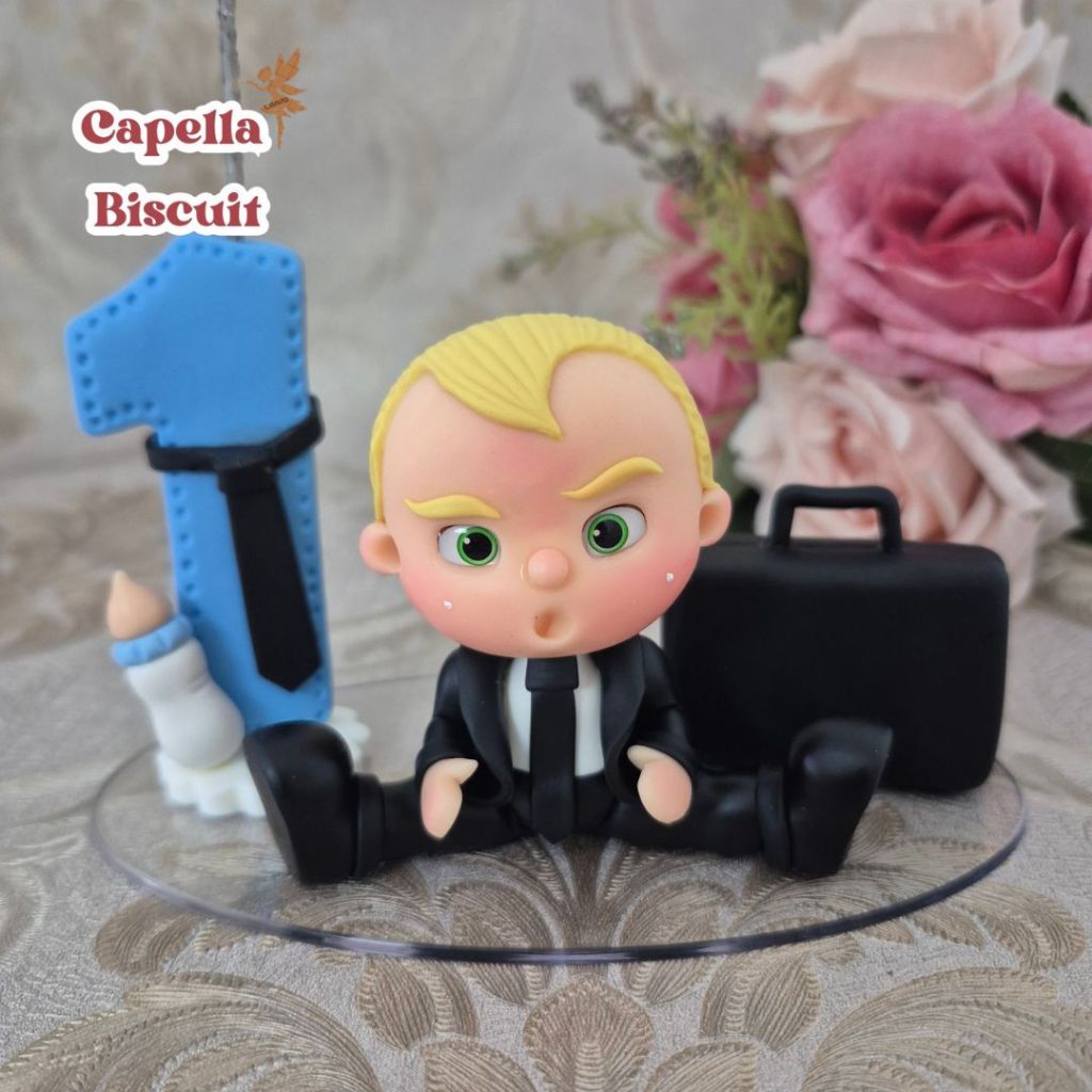Velinha de Aniversário Topo de Bolo em Biscuit Festa Infantil Tema Personalizado Poderoso Chefinho