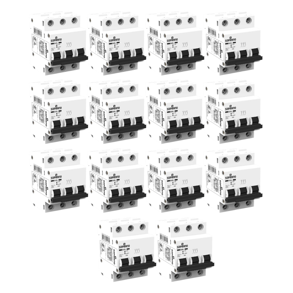 Kit 14 Disjuntor Residencial Shb3 GII GIII Tripolar Soprano 6A 10A 16A 20A 25A 32A 40A 50A 63A 70A