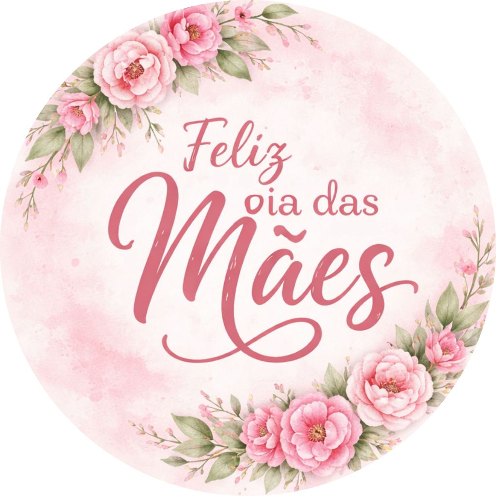 Kit 40 / 50 / 80 / 100 / 120 / 150 / 200 Adesivos Feliz Dia das Mães - Medida 3x3 ou 4x4 ou 5x5 - Modelo 6