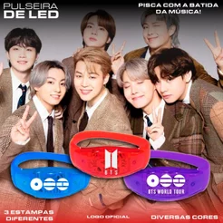 Pulseira Led Ativada Por Som - BTS WORLD TOUR ARIRANG 2026 - Diversos Cores