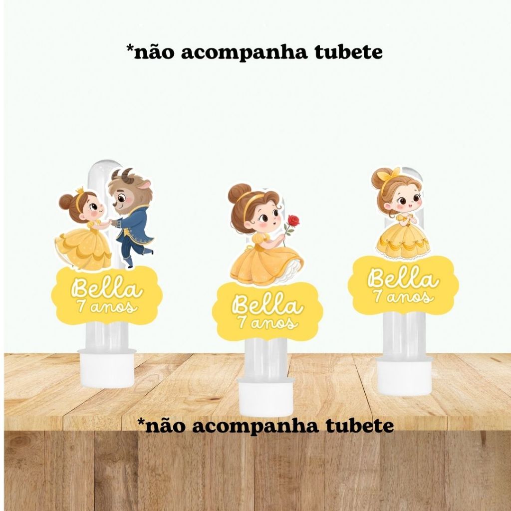 Aplique para tubete tema BELA E A FERA para festa de aniversário Lembrancinha Criativa