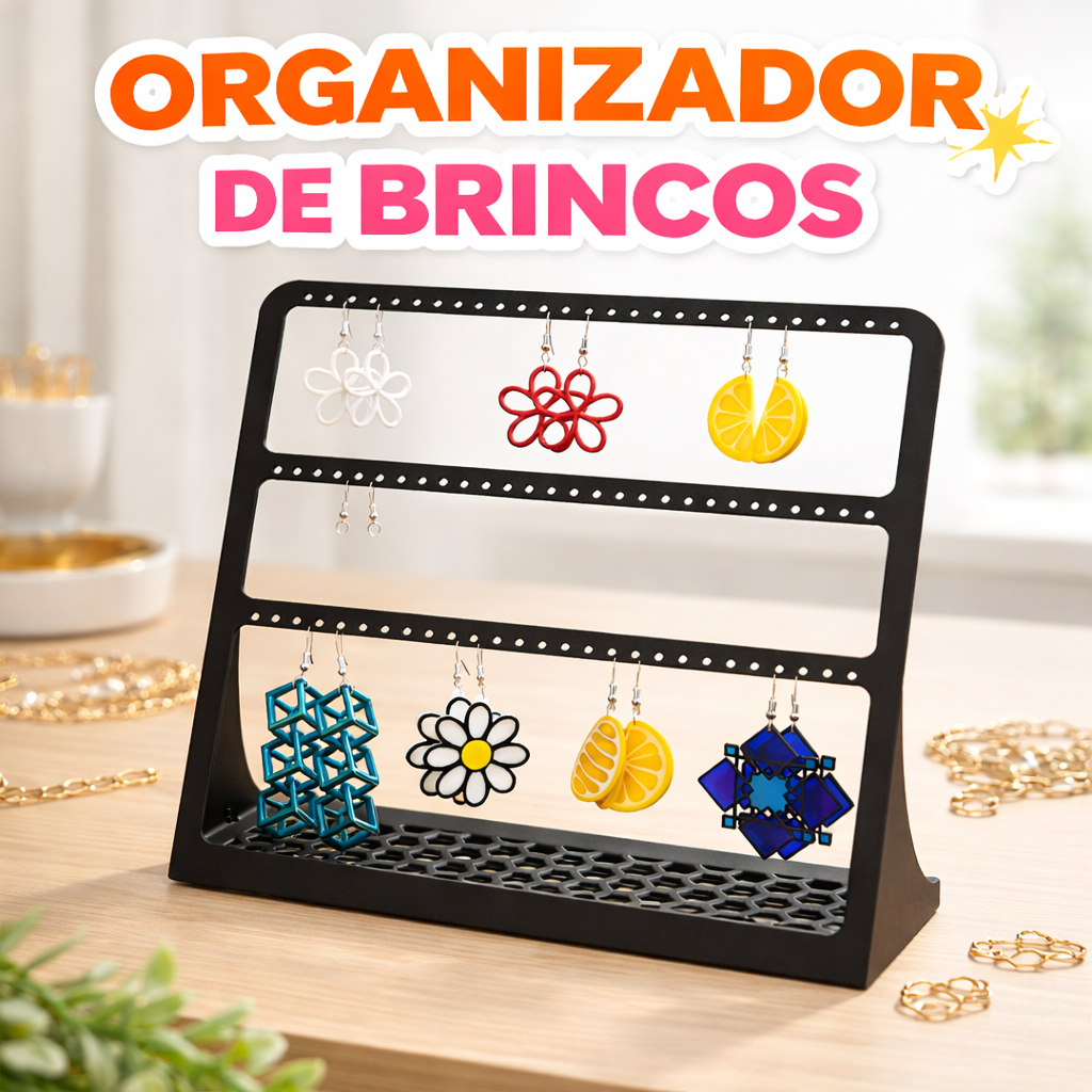 Suporte Organizador de Brincos Grande Porta Brincos Longos Argolas Expositor Joias Decorativo Bancada Guarda Roupa