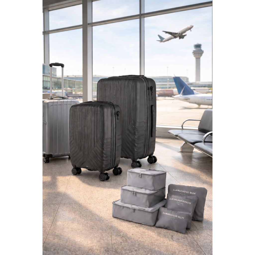 Kit Mala Grande 35kg + Mala Média 23kg POLIPROPILENO– Linha Maldivas Ganhe 6 Organizadores de Mala;Envios