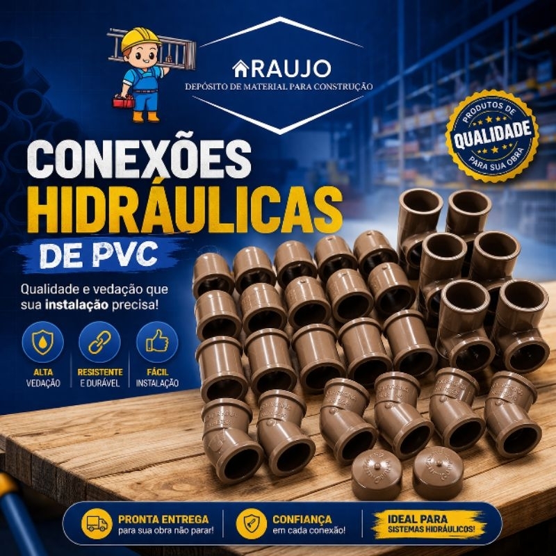 CONEXÕES HIDRÁULICA DE SOLD PVC 10 JOELHO 25MM, 06 LUVA 25MM, 06 TE 25MM, 06 JOELHO 25MMX45°, 02 CAPS 25MM