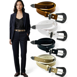 Cinto Feminino Elegante Fivela Bolinha Coutry Couro Sintético Resistente Fino - Isabeli