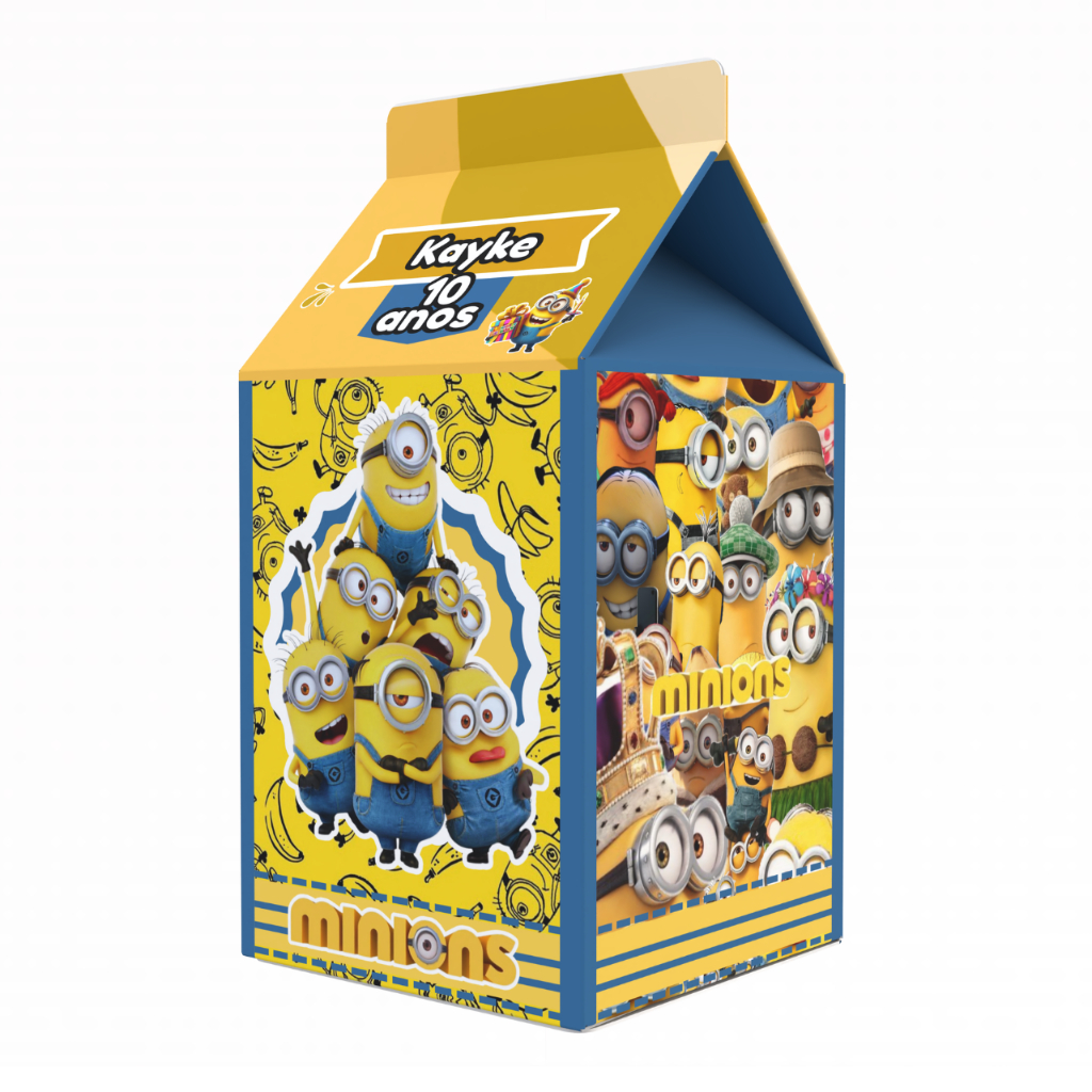 Caixinha Milk Minions - para Festa Personalizada - Lembrancinha para Festa