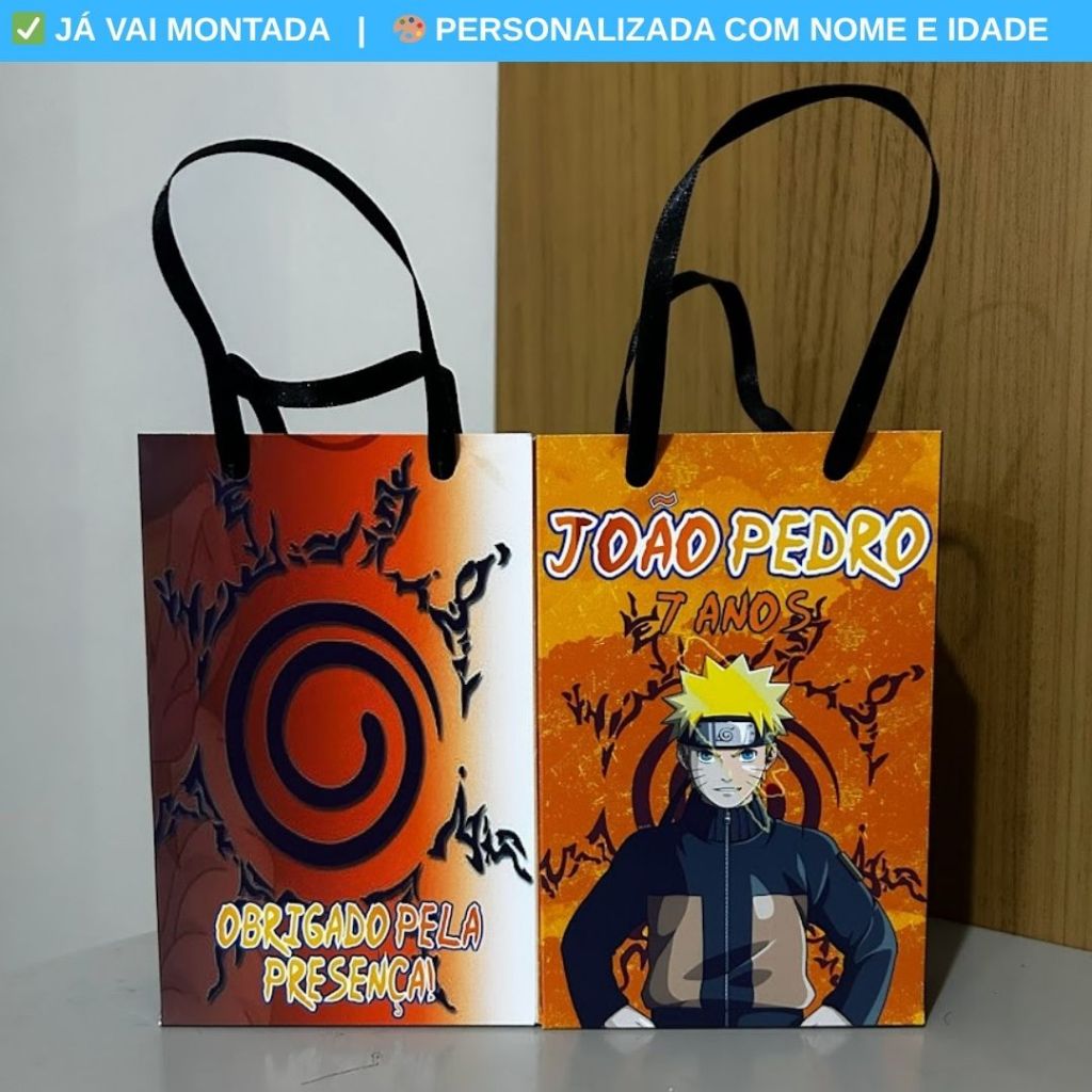 Sacolinha Personalizada Surpresa Naruto Shippuden Festa Infantil | Lembrancinha Aniversário