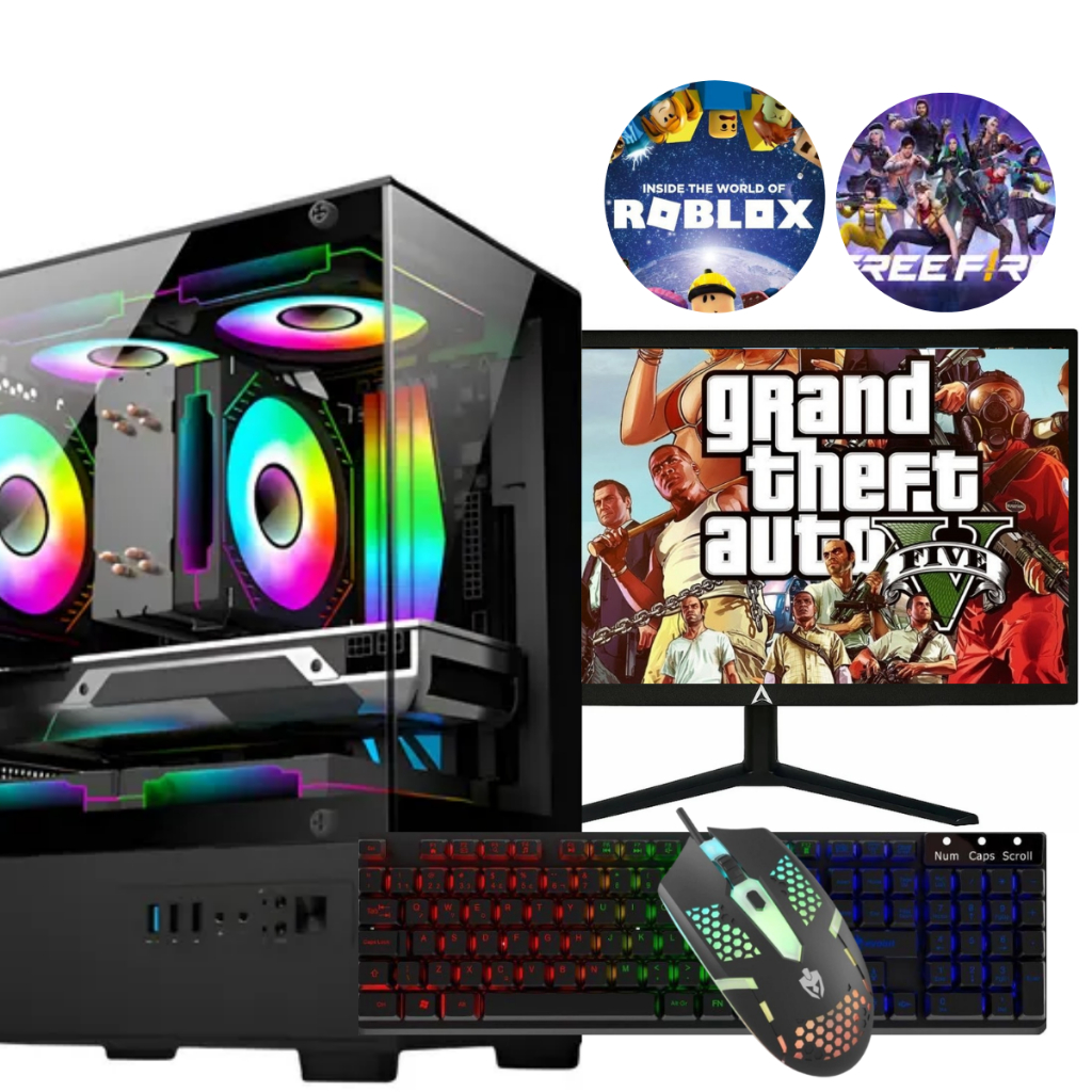 Computador Gamer Completo i5 Memoria Ram 16GB SSD 240GB Monitor Teclado Mouse Preto