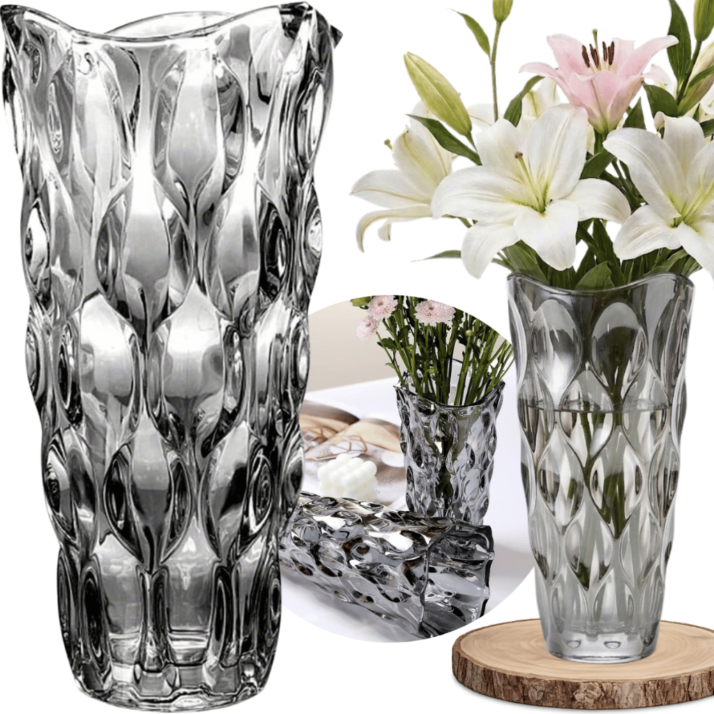 Vaso Halley Titânio Cinza Floreiro Decorativo Mesa Arranjos Flores Sala Moderno Elegante
