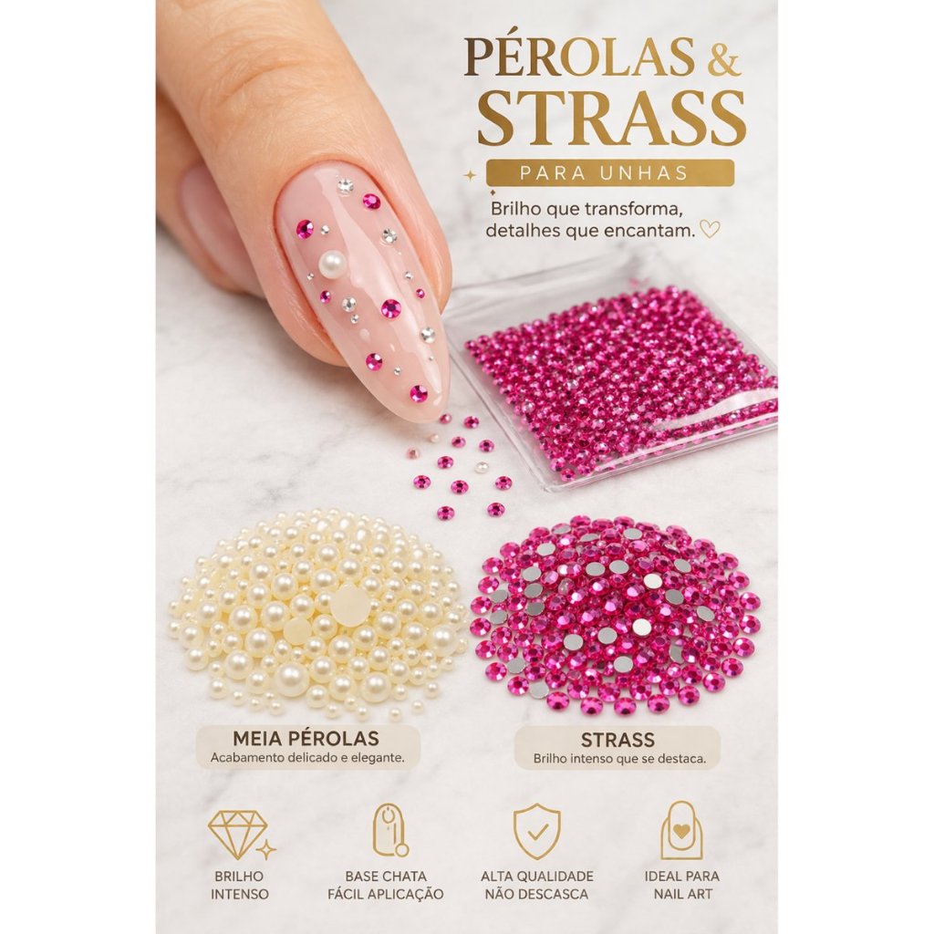 Strass/Pedrinhas para maquiagem e unhas - SS6 SS8 SS10 SS12, Nail Art com pedrarias - Strass Colorido Para Maquiagem