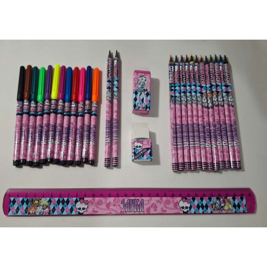 Kit Material Escolar Personalizado Nome - Monster High ou Qualquer Tema - Festa e Brindes