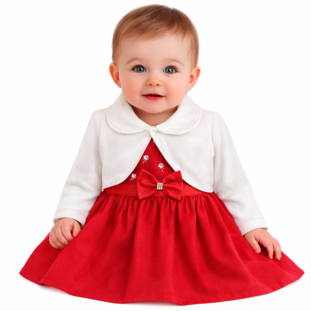 Vestido Infantil Bebê Inverno Com Casaquinho Quentinho Festa Especial Luxo