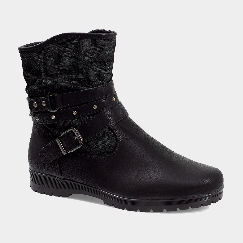 Bota Mooncity Cano Baixo Estilo Coturno Salto Baixo Bico Redondo Casual Dia a Dia Feminina 71123