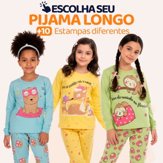 Pijamas Infantil Menina Manga Longa Blusa e Calça Roupa de Frio Inverno Feminino Criança Estampados Agasalhos Kids L03 em Oferta na Shopee