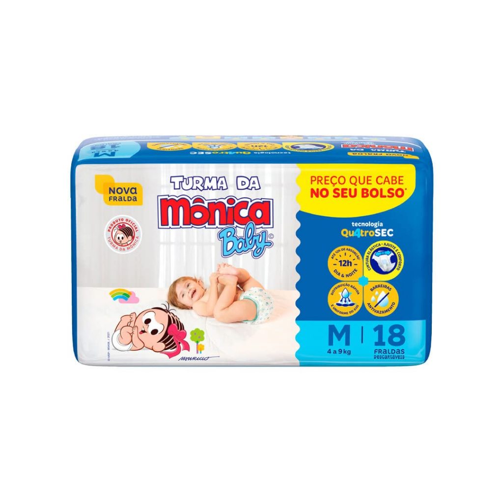 Fralda Turma da Mônica Baby - P/M/G/XG/XXG - escolha seu tamanho