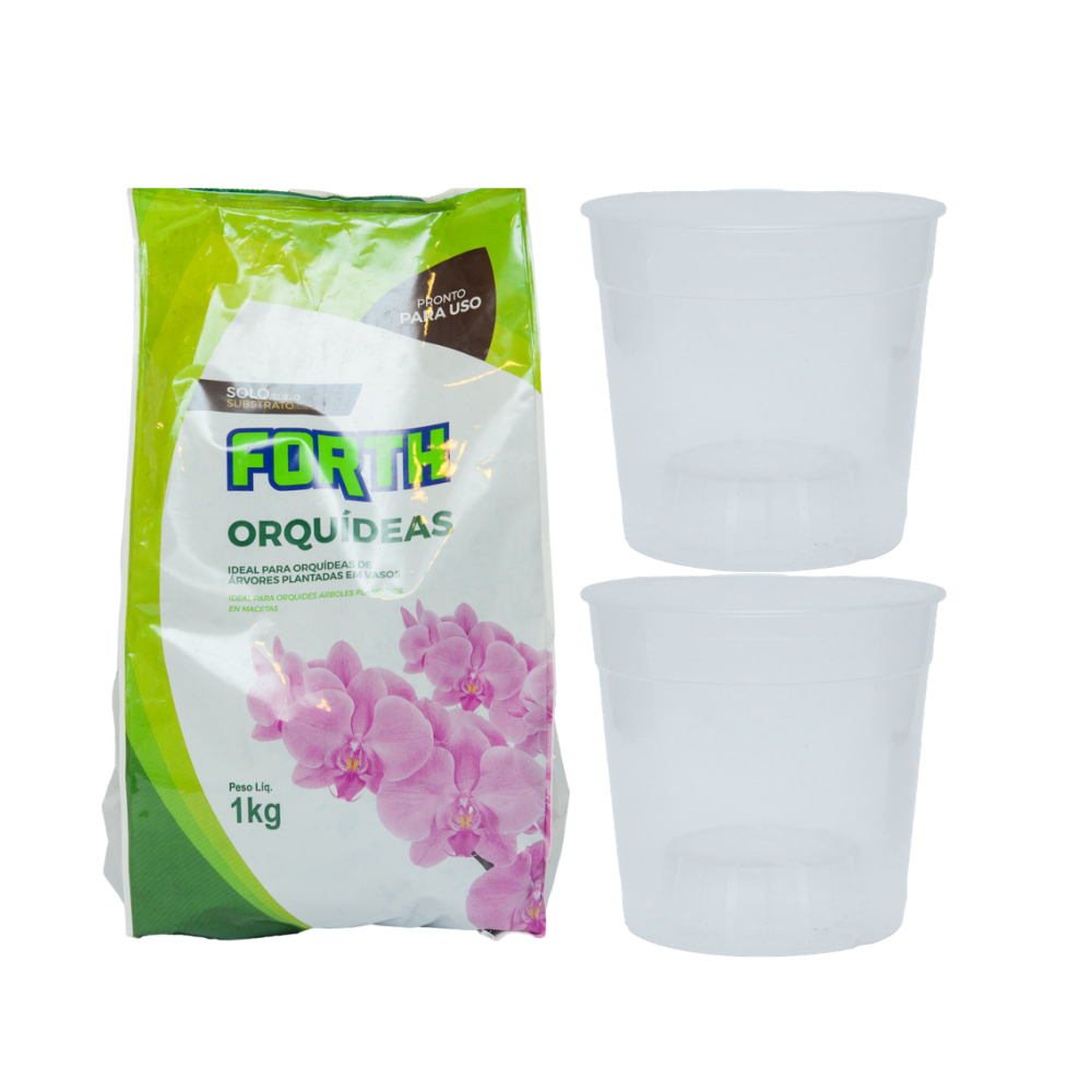 Kit Substrato Orquídea Forth 1kg + Pote Orquídea 15 Nutriplan 1,35l