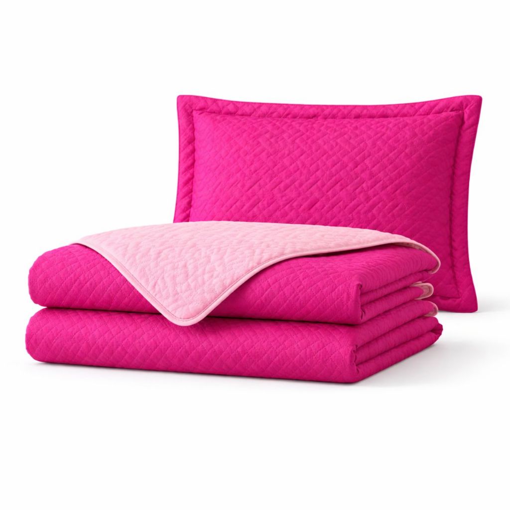 Colcha Cobre Leito Jogo Roupa Cama Solteiro 2 Pç Fronha Matelado Quarto Menina Infantil Pink Rosa