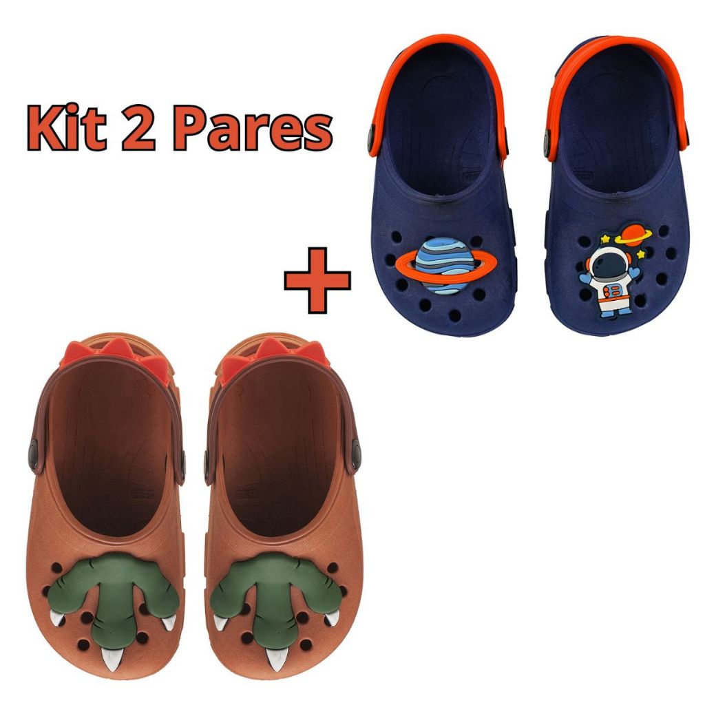 Sandália Infantil Masculina Kit 2 Pares Diversão e Conforto
