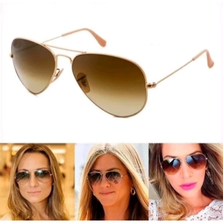 Óculos de Sol Aviador Marrom Degrade Masculino Feminino Lentes de Cristal Proteção UV400 Moda Verão