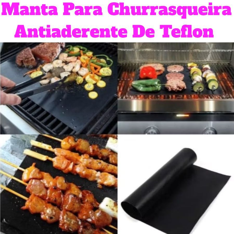 Manta Para Churrasqueira Antiaderente 40x33 De Teflon Para Airfryer Grelha Churrasco Antiaderente Fácil Limpeza