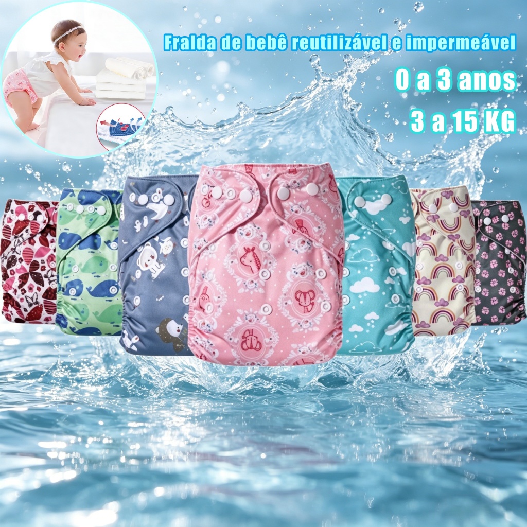 Fralda Ecológica Absorvente Piscina Reutilizável Impermeável Ajustável Para Desfralde Fraldas Ecológicas Para Bebês em Oferta na Shopee
