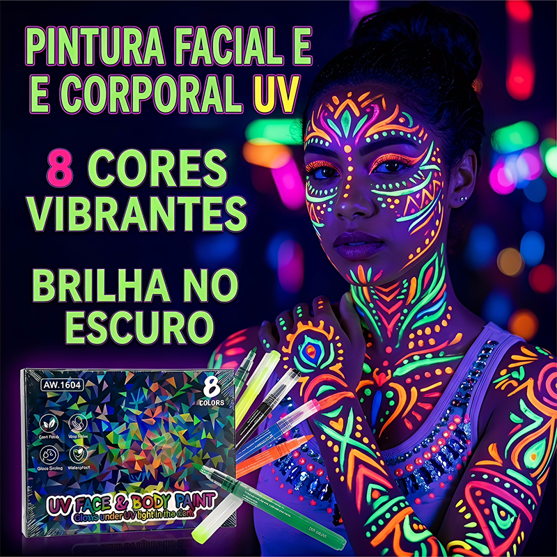 Kit Caneta Marcadora Acrílica Fluorescente Neon 8-24 Unid 8 Cores para Arte e Escola AW1604