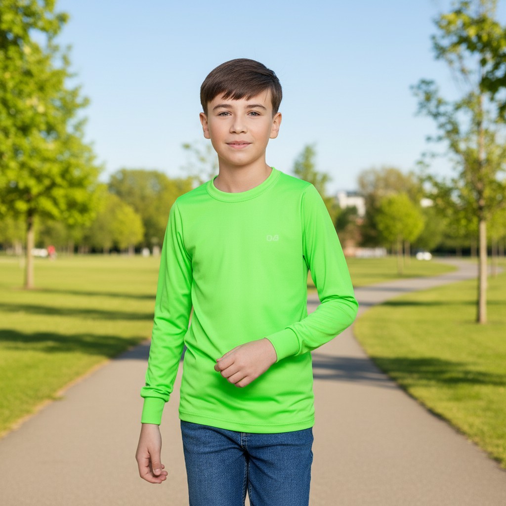 Camiseta Juvenil Menino Manga Longa UV50 Blusa Segunda Pele Proteção Solar Verão Calor Piscina