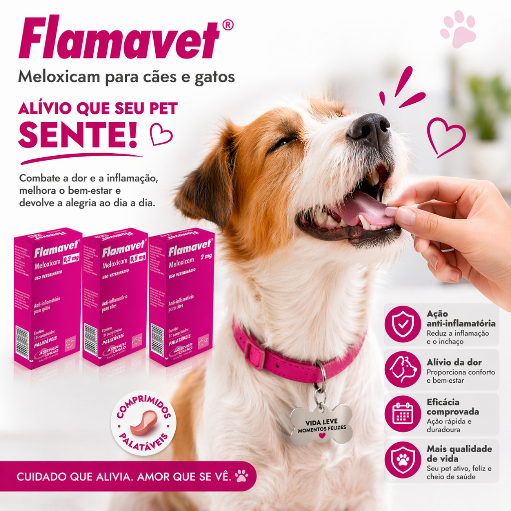 Flamavet 0,2mg, 0,5mg e 2mg 10 Comprimidos para Cães e Gatos - Agener — imagem 2 de 2