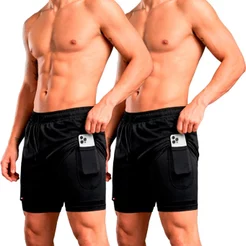 Kit 2 Shorts Bermuda 2 Em 1 Sandrini Masculino Compressão Sport