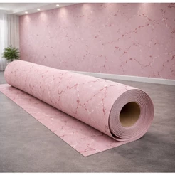 Papel de Parede Vinílico Adesivo Estampa de Mármore Rosa Quarto Salão Moderno