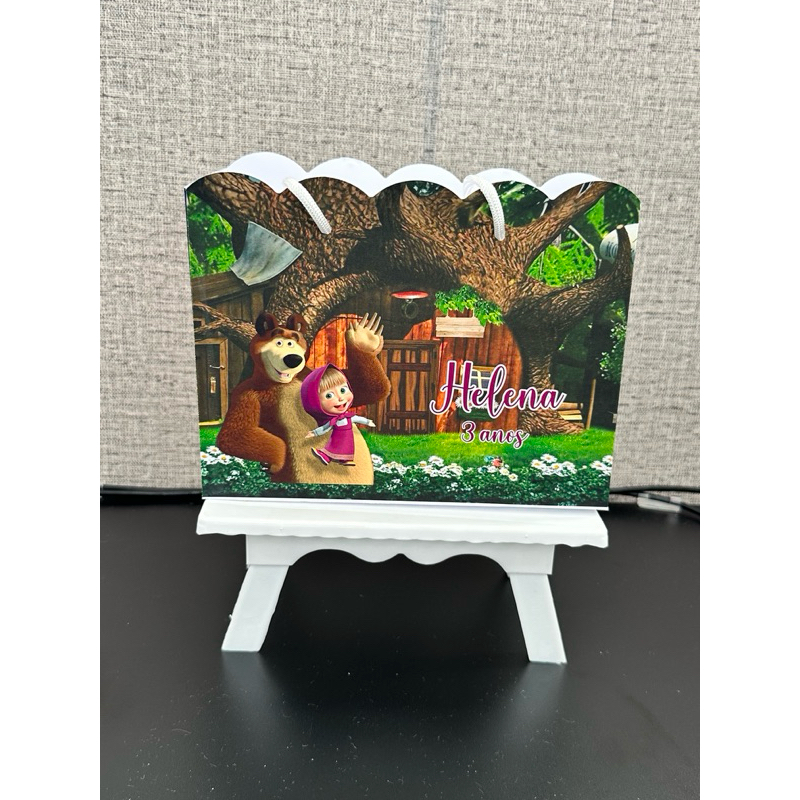 Sacolinha MARSHA E O URSO personalizada | PEGUE E MONTE | Lembrancinha | Festa Infantil | Aniversário