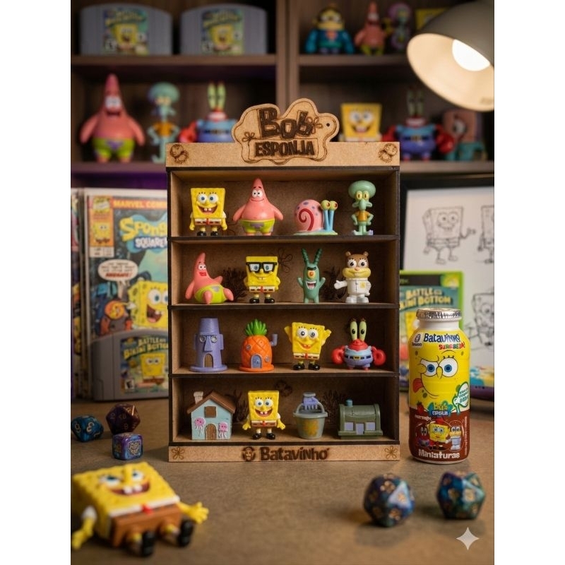 Expositor MDF Premium - Coleção Bob Esponja Batavinho (Edição Especial Bonecos Coloridos)