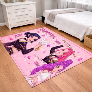 TAPETE DECORATIVO INFTANTIL MENINAS GUERREIRAS AVELUDADO -TAMANHO 130X100