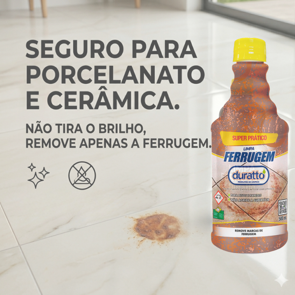 Removedor Limpa Ferrugem Piso Parede Porcelanato Não Agride Superfícies Desincrustante