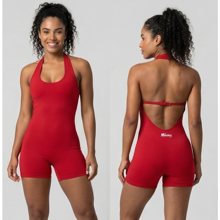 Macaquinho Frente Única Academia Sem Costura Frontal e Forro no Bumbum