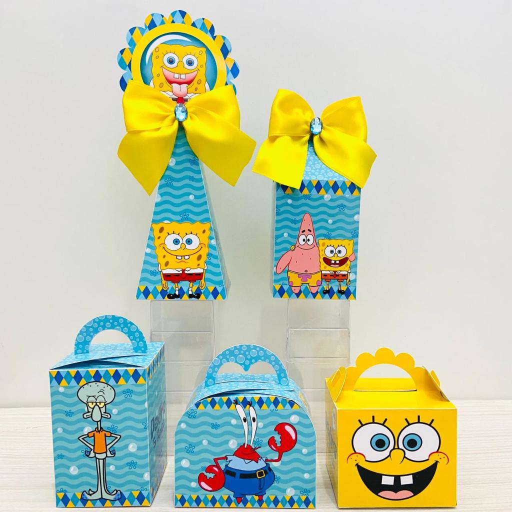 Kit Caixas Bob Esponja Personalizada / Kit Festa Bob Esponja/ Lembrancinha de Festa / Aniversário Infantil
