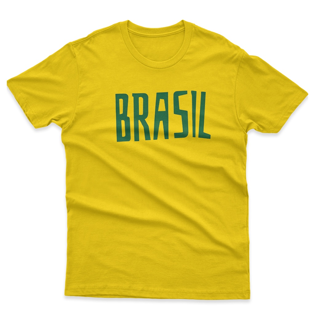 Camiseta Brasil Copa do Mundo Seleção Brasileira Amarela Canarinho Unissex Algodão Premium VR-16