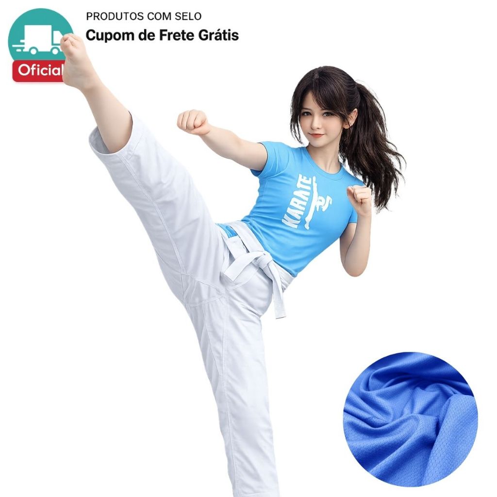 Camiseta Baby Look Feminina KARATÊ Dry-Fit Para Esportes Treino Academia ALTA QUALIDADE Slim FIT